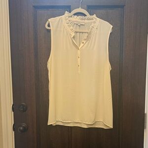 LOFT Sleeveless Blouse with Ruffle Neckline